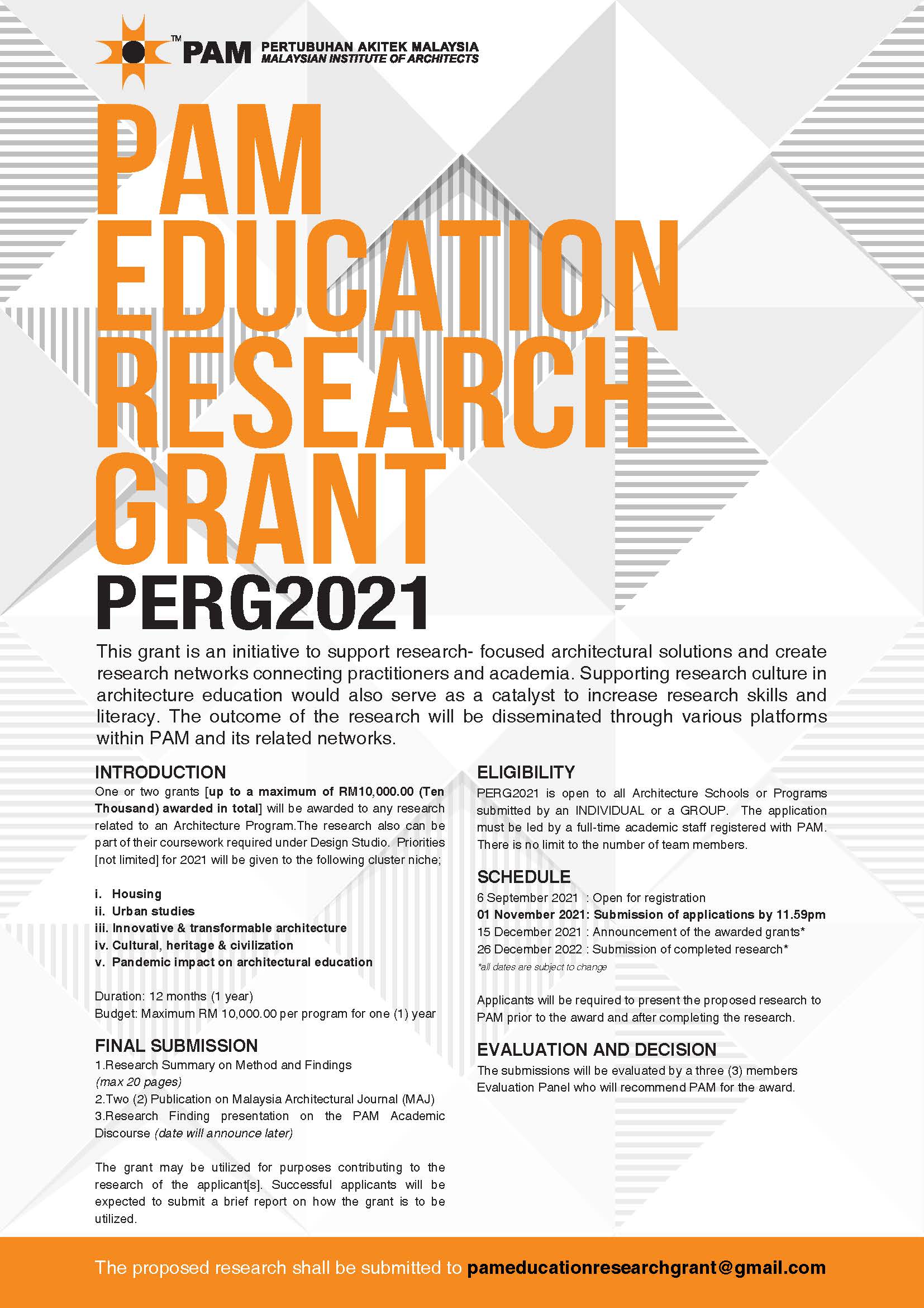 PAM Education Research Grant 2021 (PERG2021)