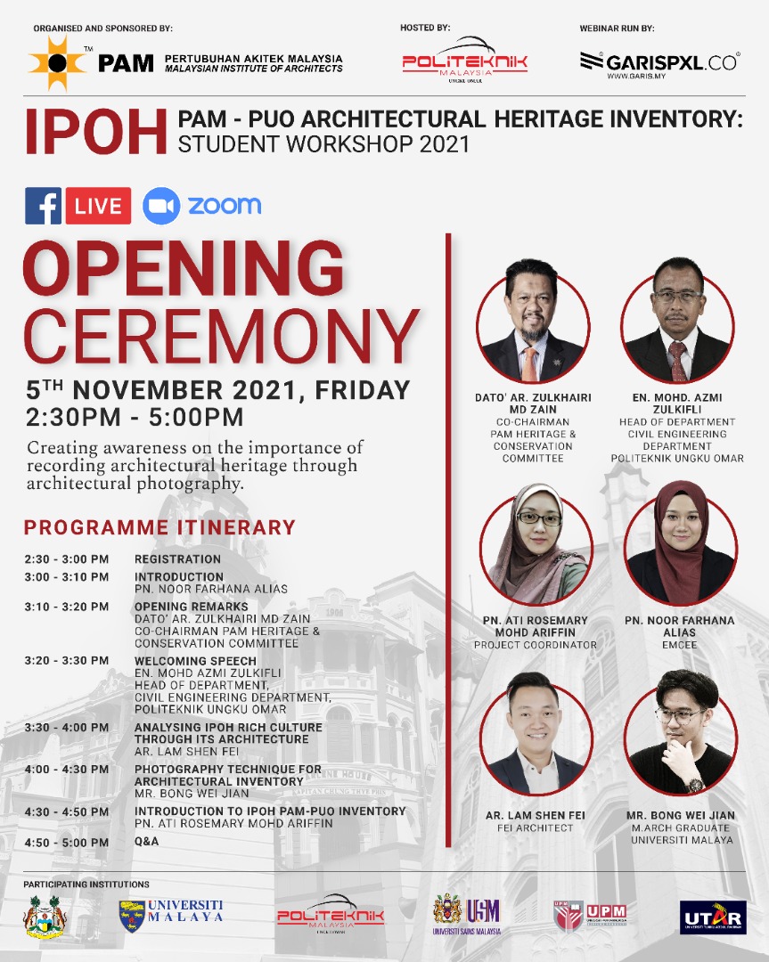IPOH PAM - PUO Architectural Heritage Inventory Student Workshop 2021 opening ceremony